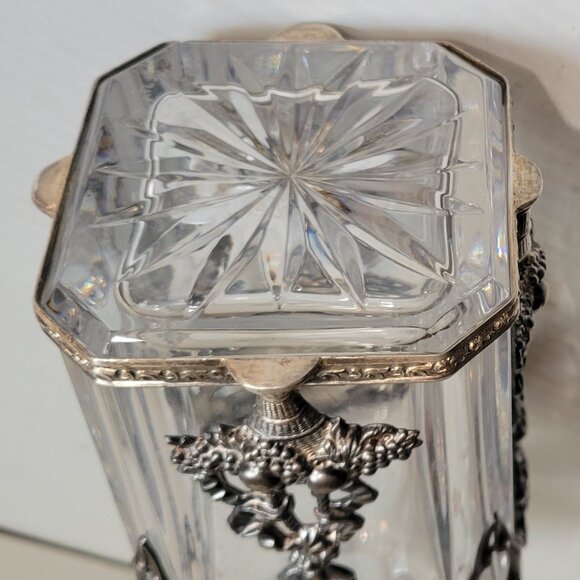 .925 Sterling Silver Cage / ATLANTIS Crystal Liquor Whiskey Square Decanter Rare - Picture 5 of 10